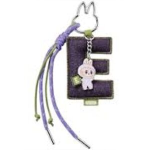 NEW in box 💜🪻Labubu Pin for Love Fabric letter E pendant purple lavender initial